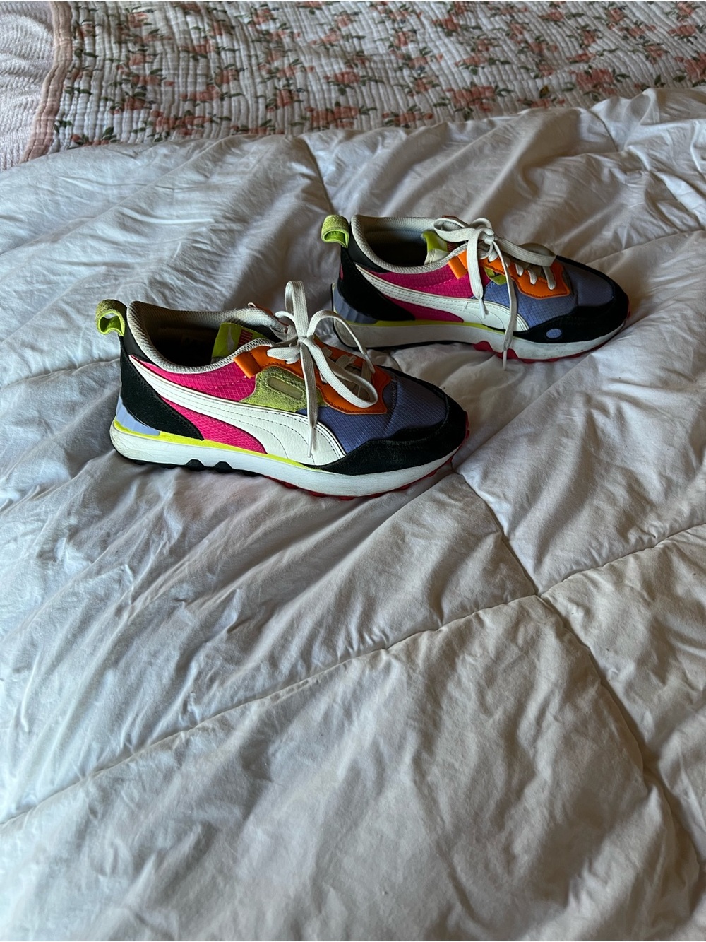 Puma Kids Neon Multi-Color Athletic Sneakers - Pink Orange Blue Black White